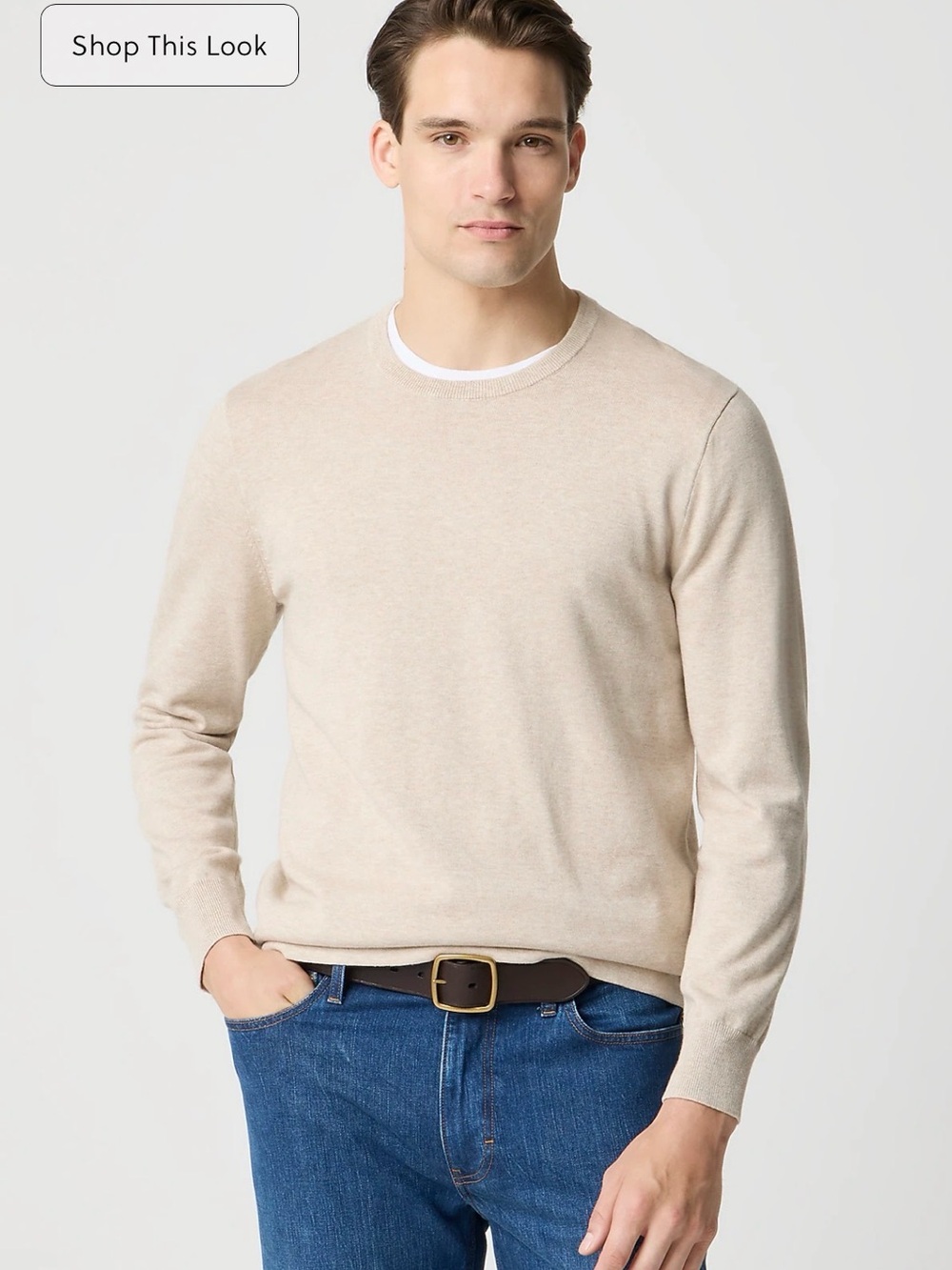 NWT J.Crew 100% Cotton Crewneck
Sweater XL Oatmeal Beige Lightweight knit